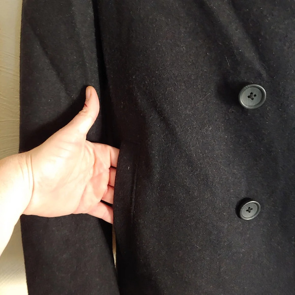 Banana Republic Black Wool Blend Peacoat Size Women's Medium - Picture 6 of 9